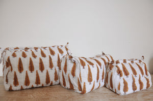 Pine Handblock Vanity Bags - Set of 3