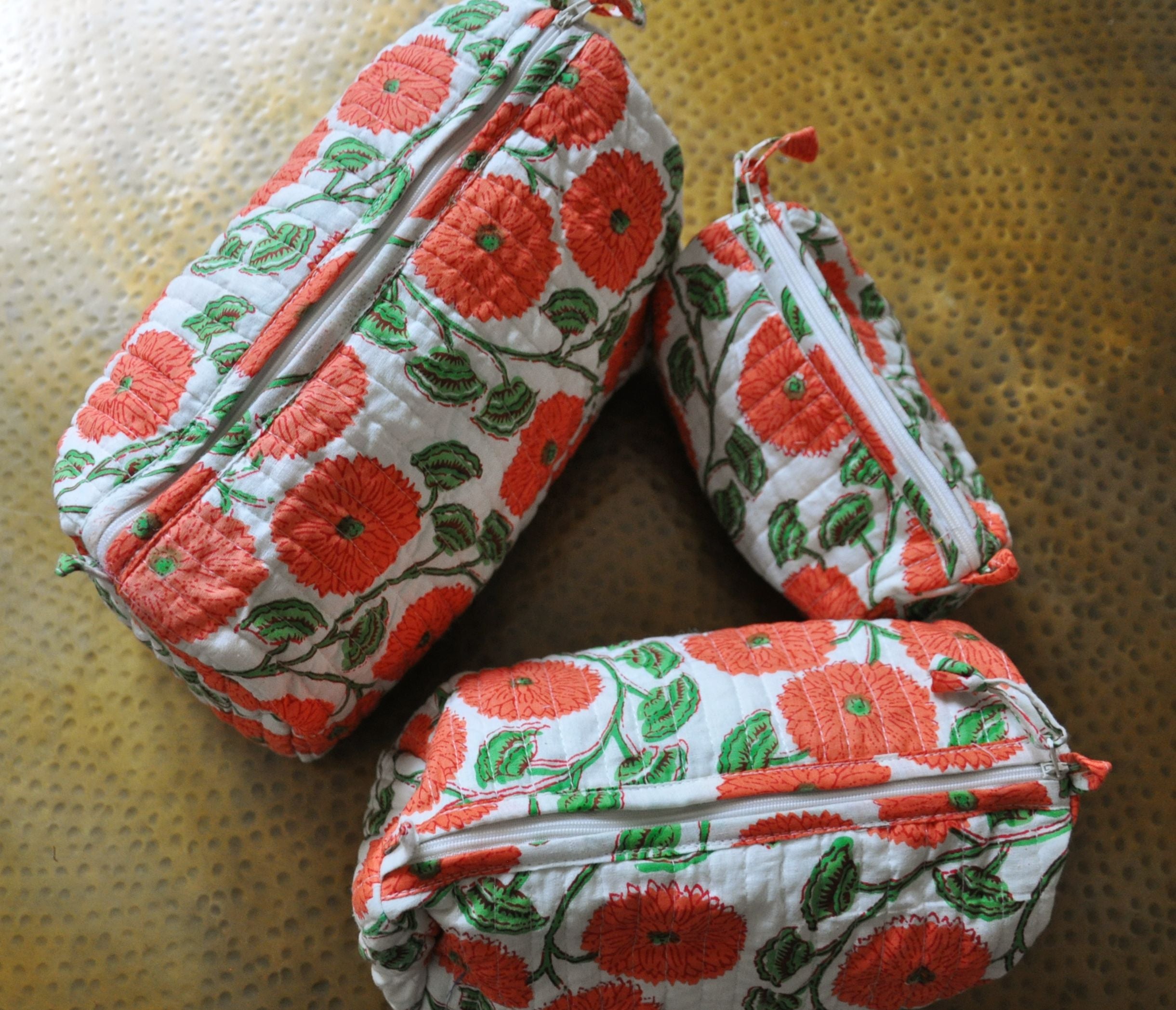 Gul Handblock Vanity Bags - Set of 3