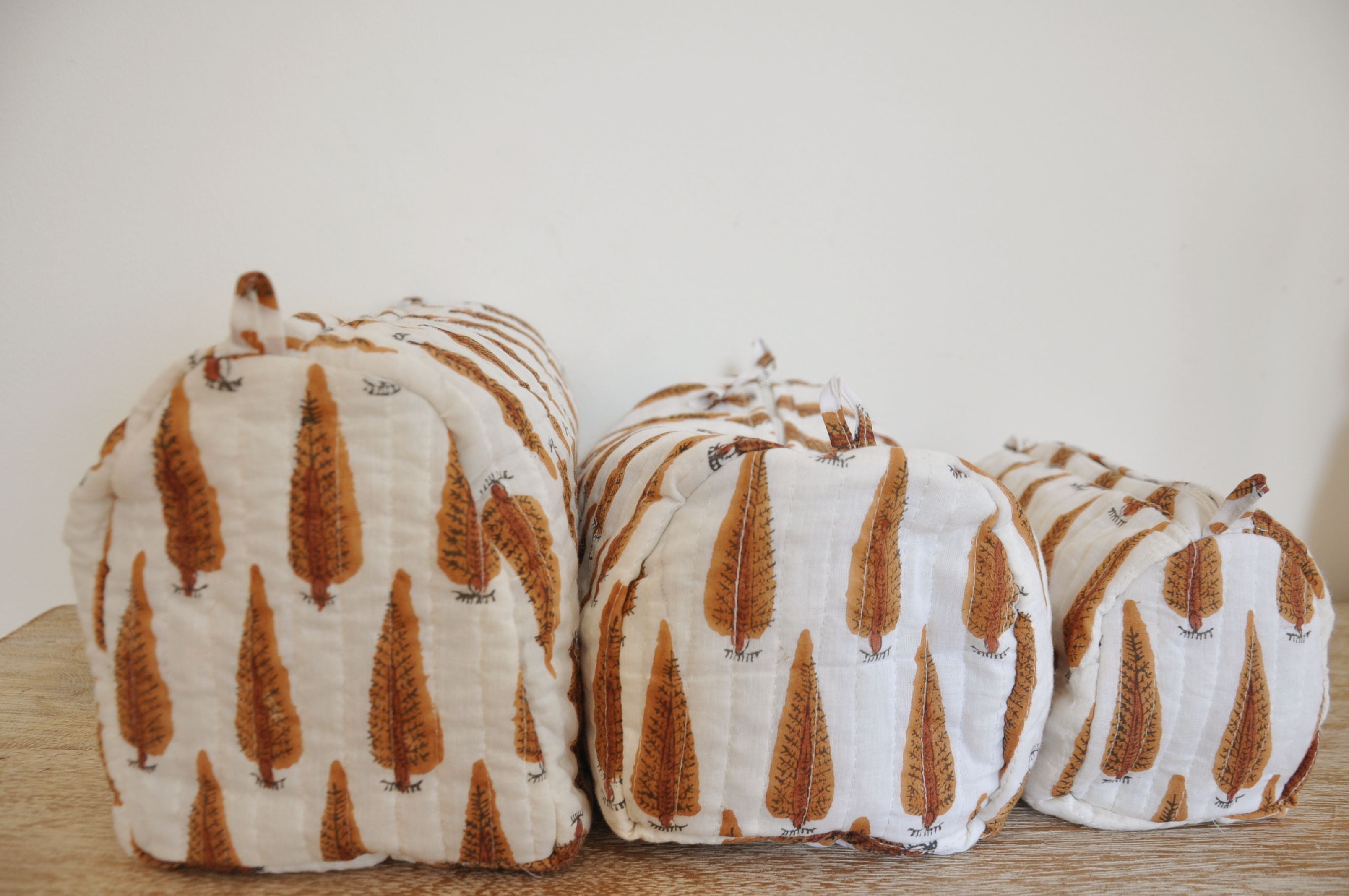 Pine Handblock Vanity Bags - Set of 3