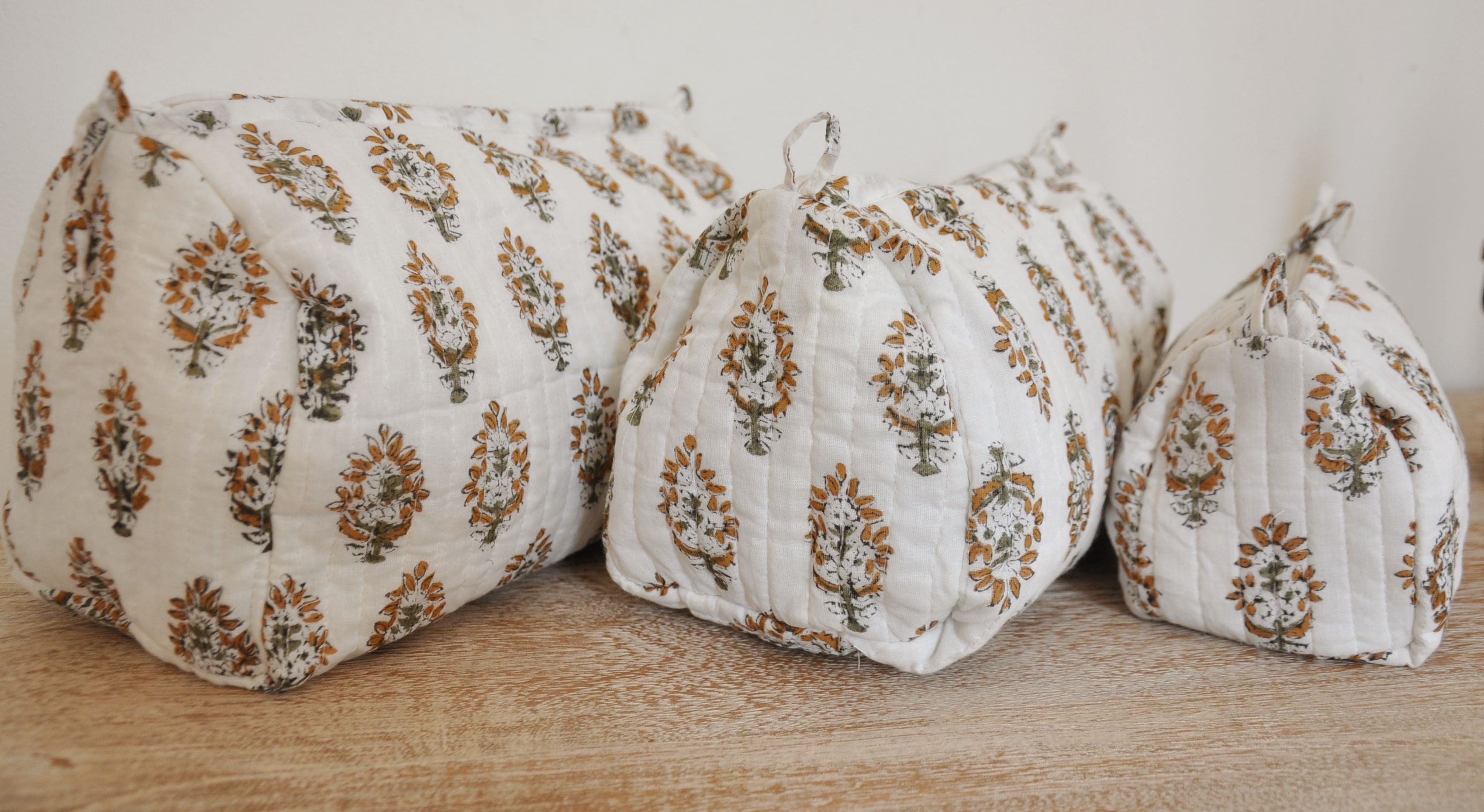 Chandan Handblock Vanity Bags - Set of 3