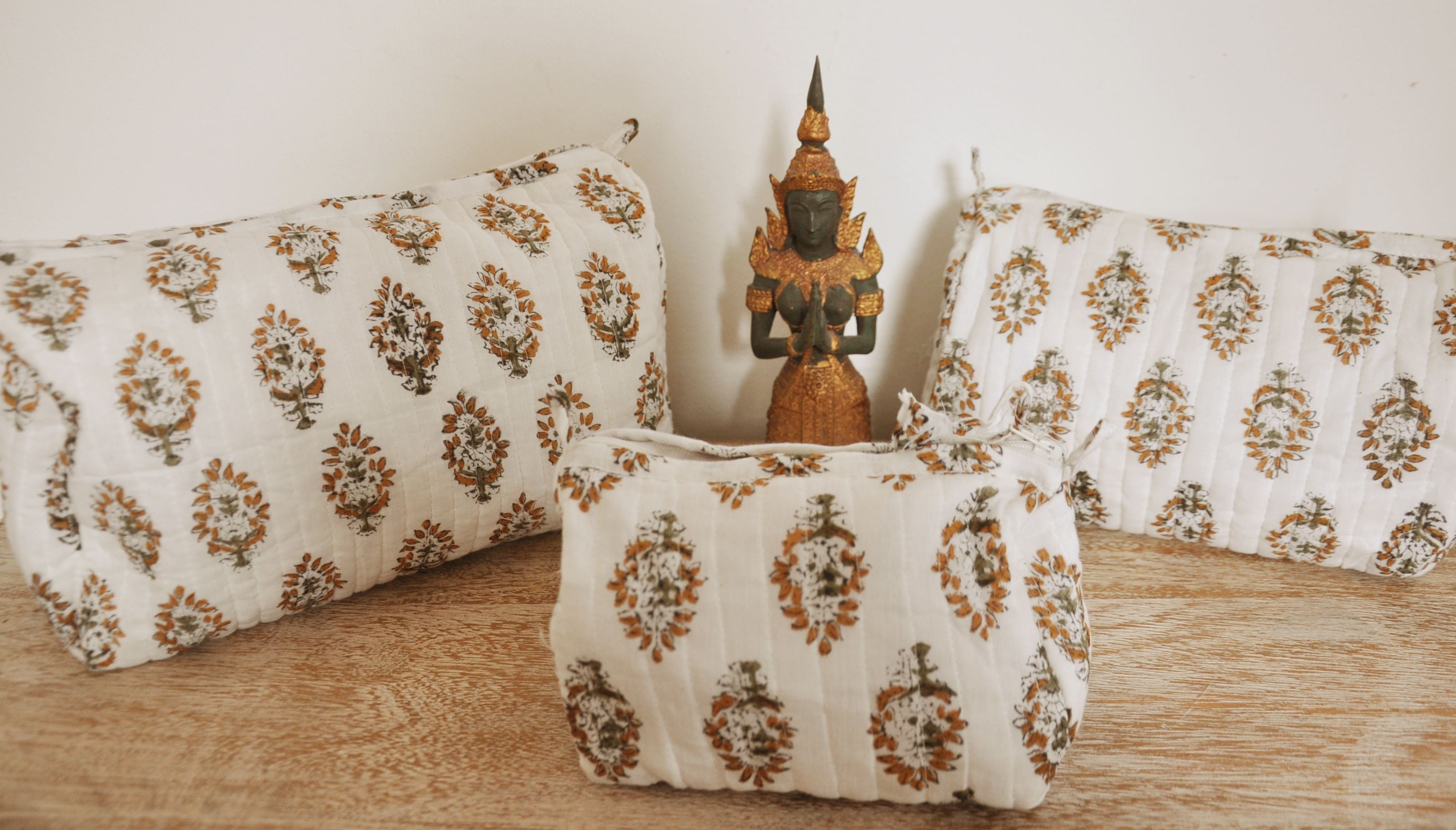 Chandan Handblock Vanity Bags - Set of 3