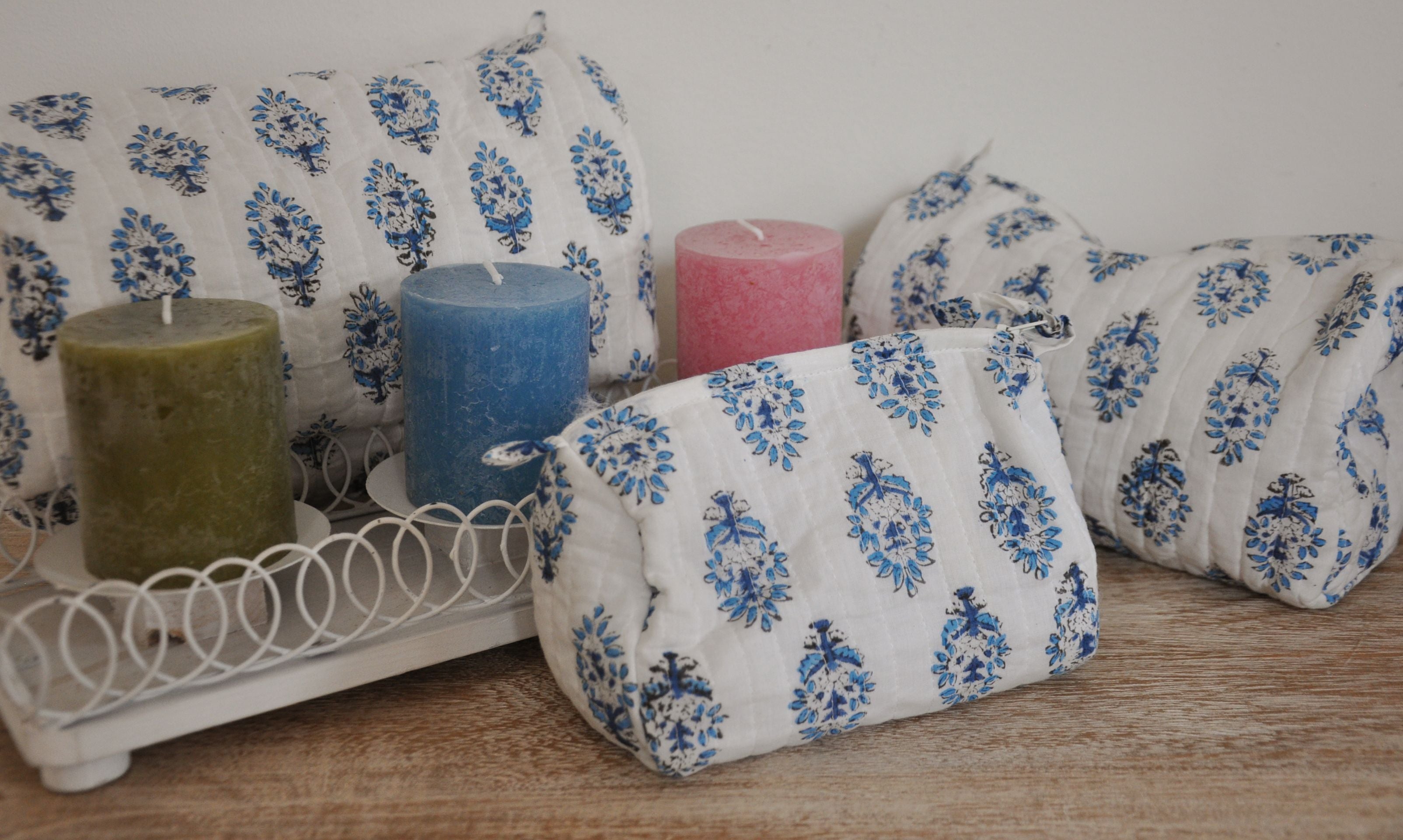 Ambar Handblock Vanity Bags - Set of 3