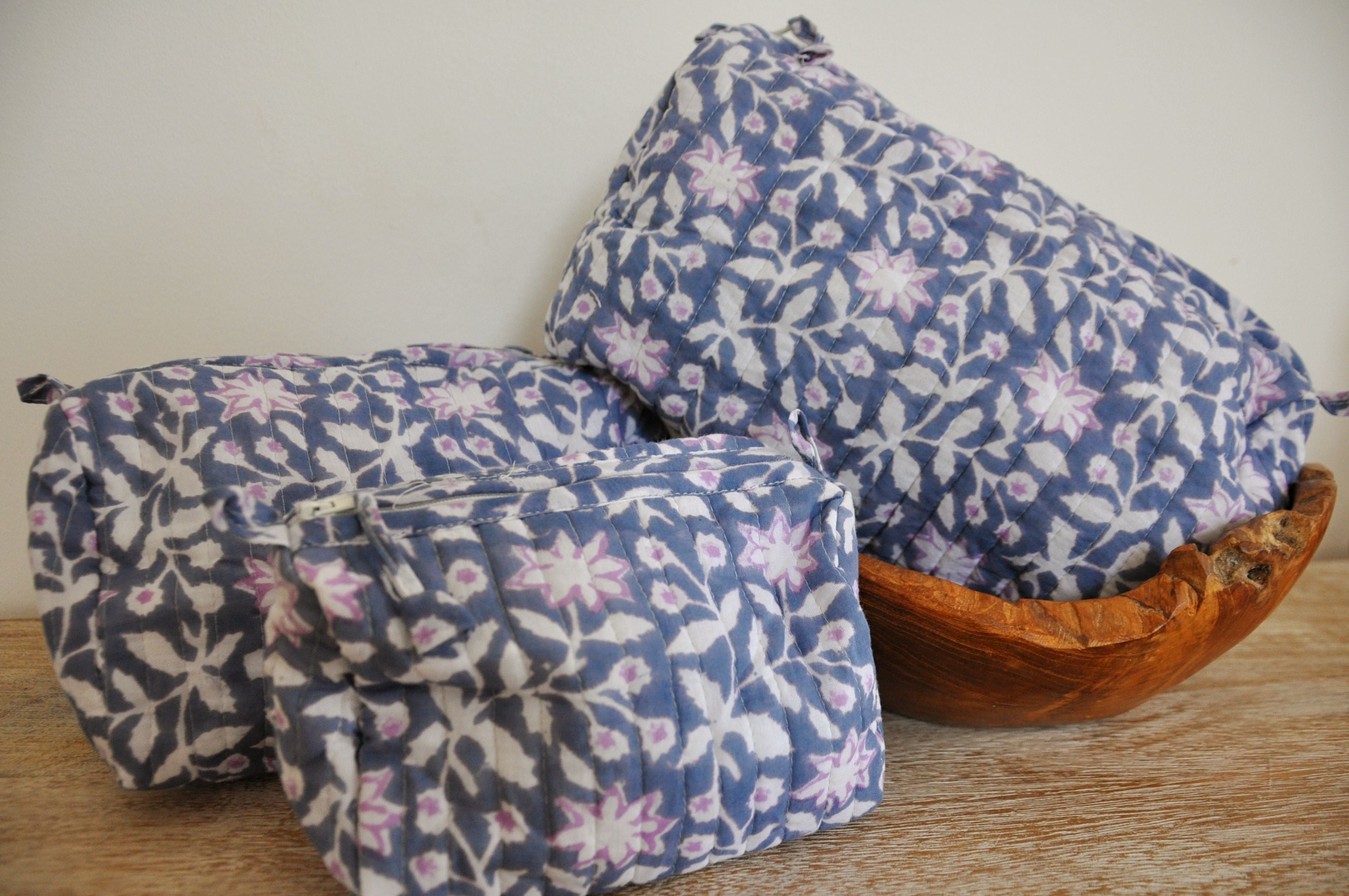 Gulistan Handblock Vanity Bags - Set of 3
