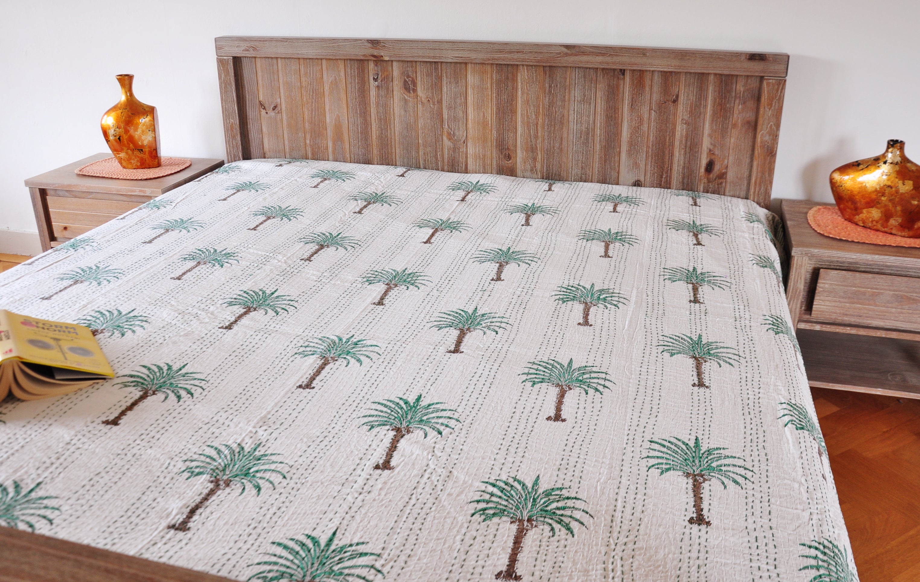 The Palms Kantha Bedspread