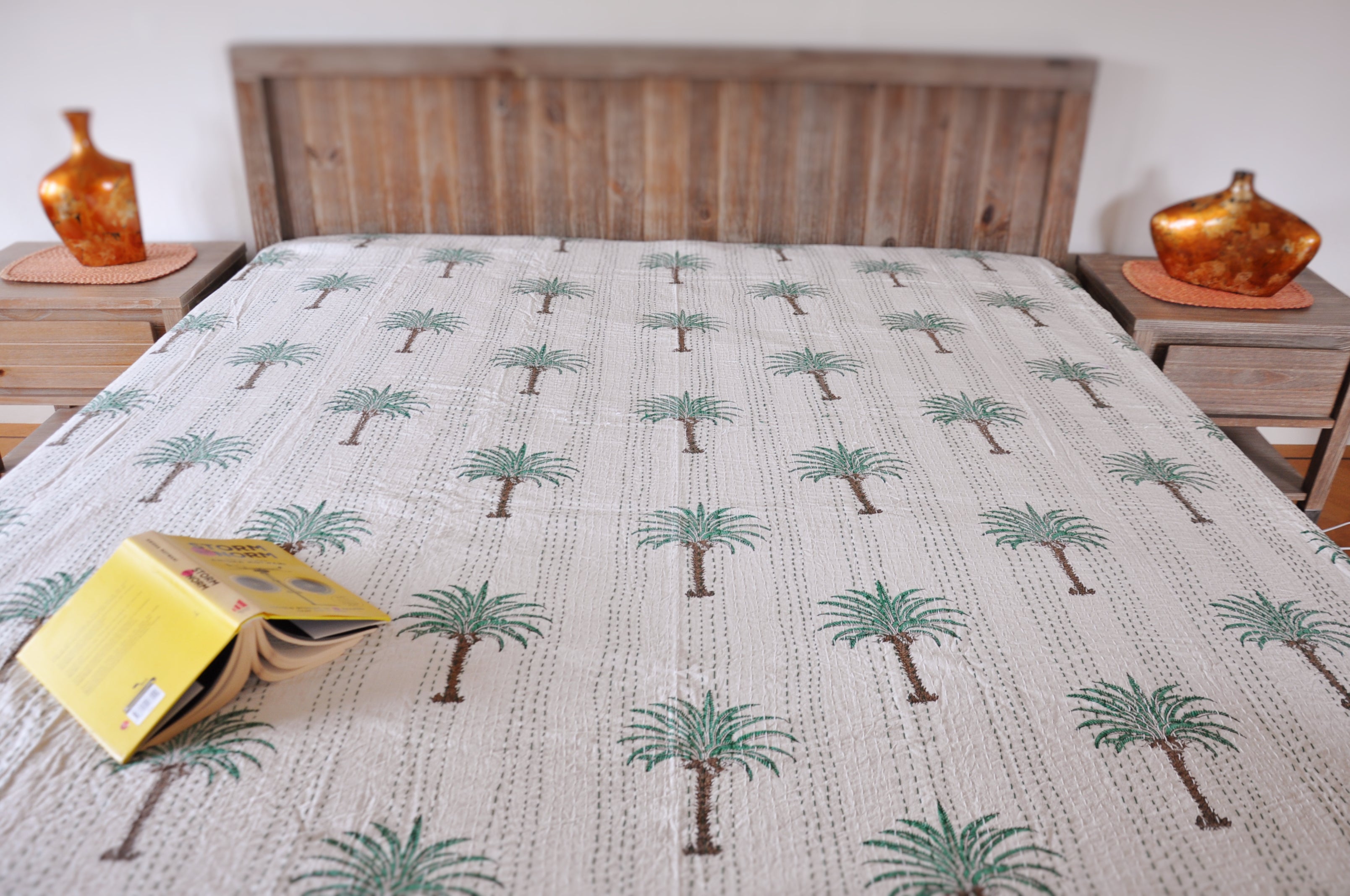 The Palms Kantha Bedspread
