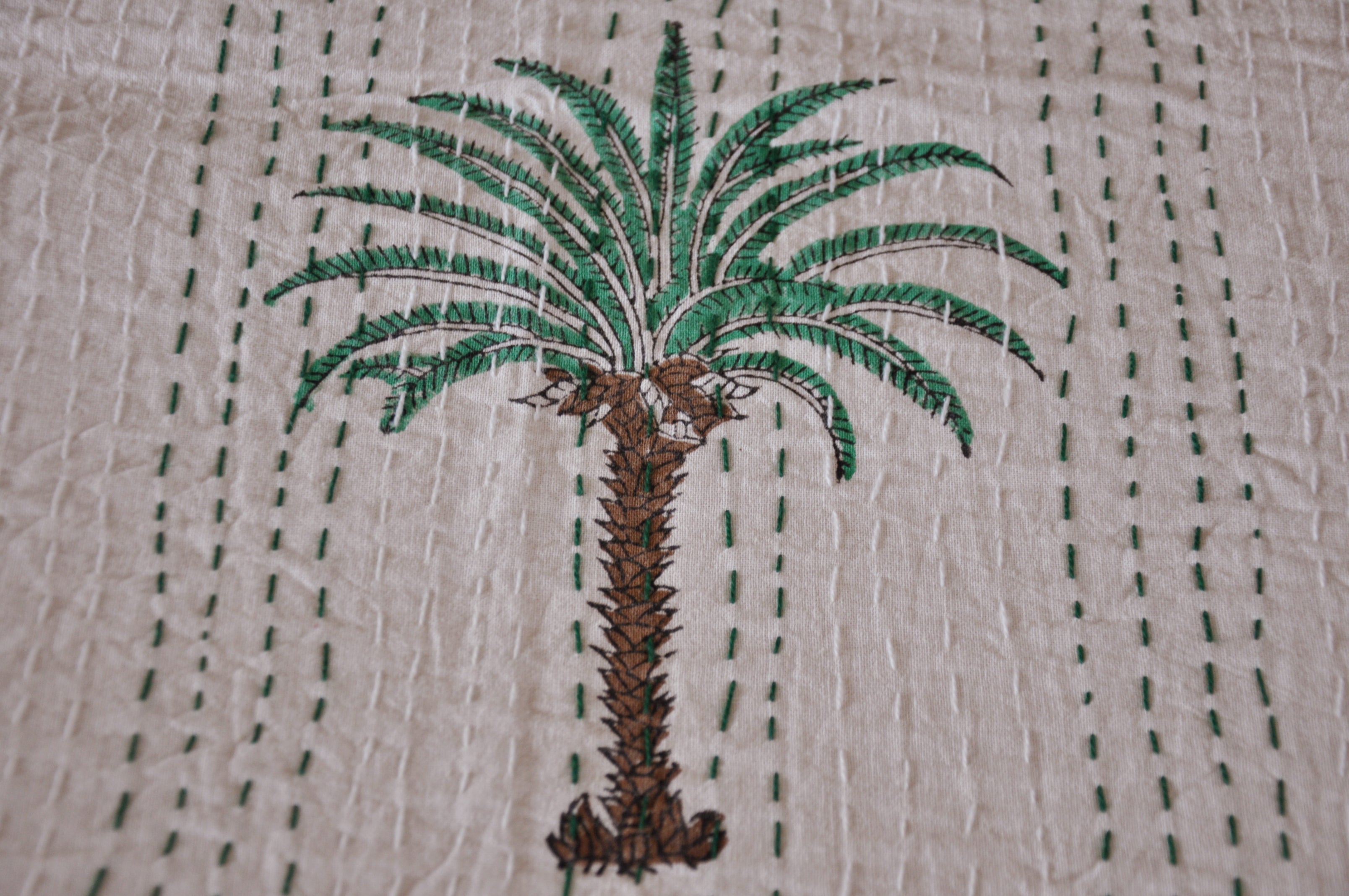 The Palms Kantha Bedspread