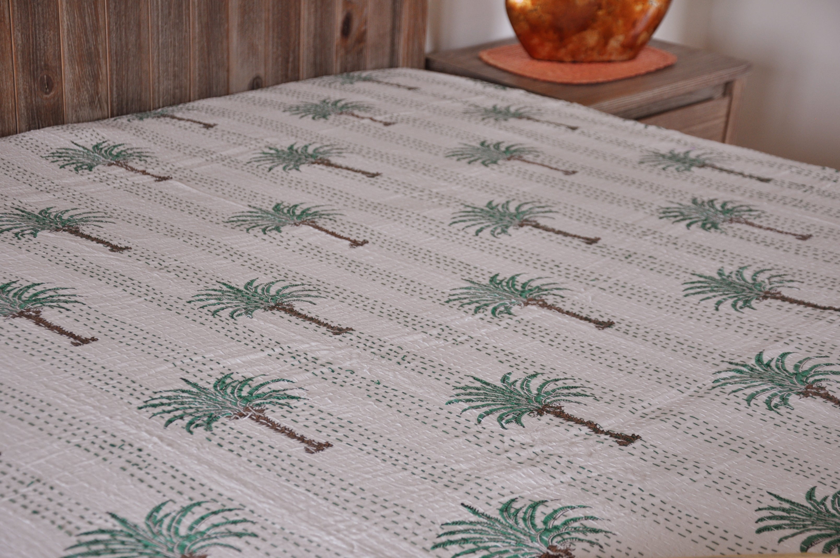 The Palms Kantha Bedspread