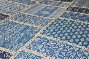 Blue Bliss Kantha Bedspread