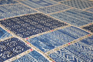 Blue Bliss Kantha Bedspread