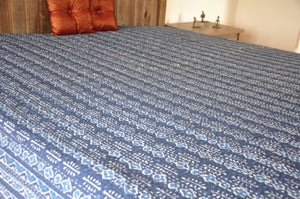 Indigo Mist Kantha Bedspread